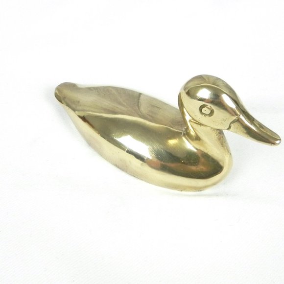 Solid Brass Duck Figure | Small Mallard Figurine | Vintage Brass Decor - Picture 5 of 7